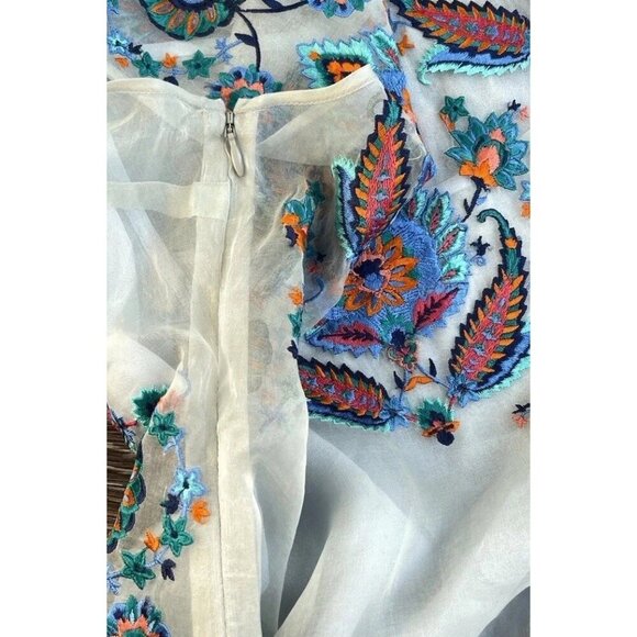 Sundance Catalog Top Women’s Sz XS Thermal BOHO Embroidered Shirt Blue Summer - Picture 11 of 14